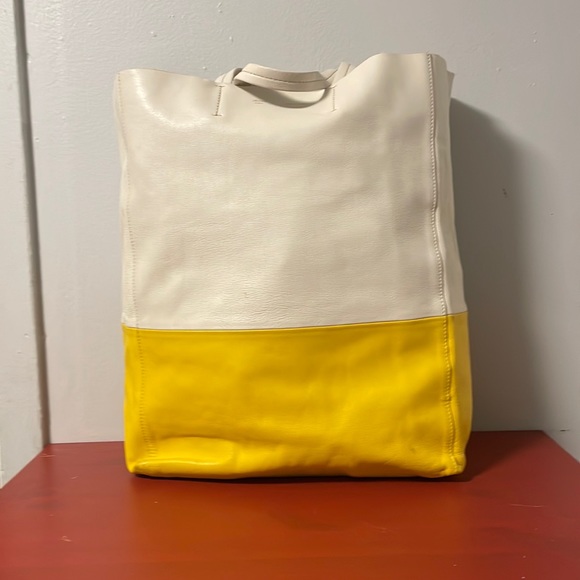 Celine Handbags - Beautiful Celine Vertical Cabas Tote. Spring!!! Yellow & Dove Gray.
